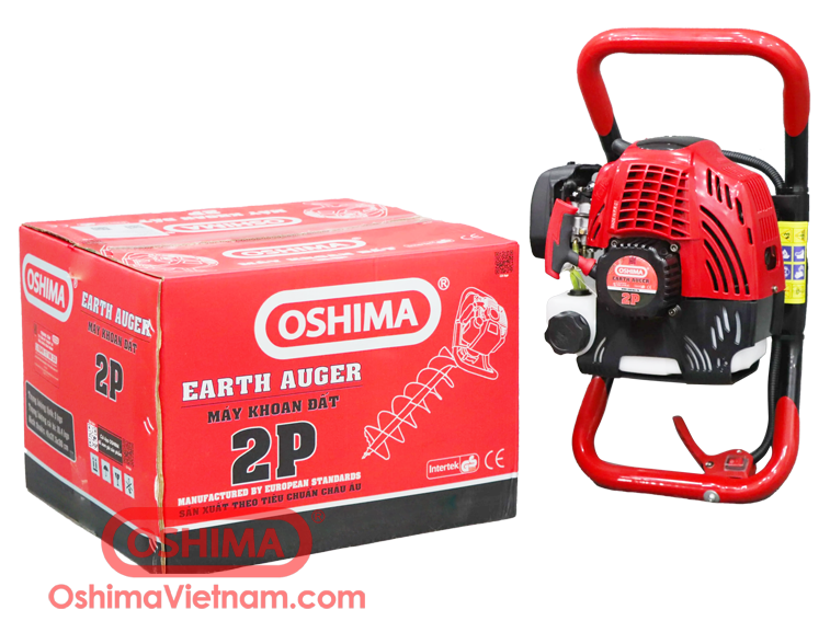Máy khoan đất khoan lỗ trồng cây, Khoan Đất Oshima 2P động cơ xăng 2 thì tặng kèm mũi khoan 100mm