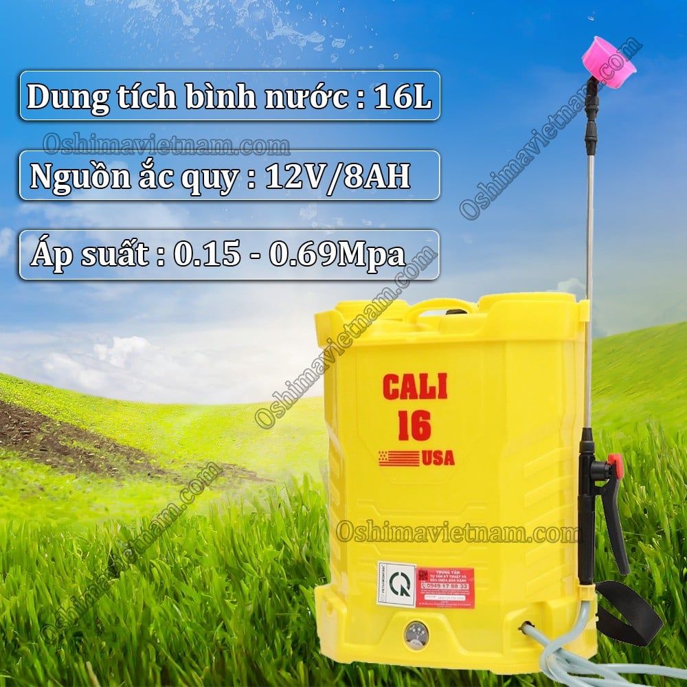 Bình xịt điện phun thuốc Cali 16L ( Tặng kèm gói thuốc diệt côn trùng )