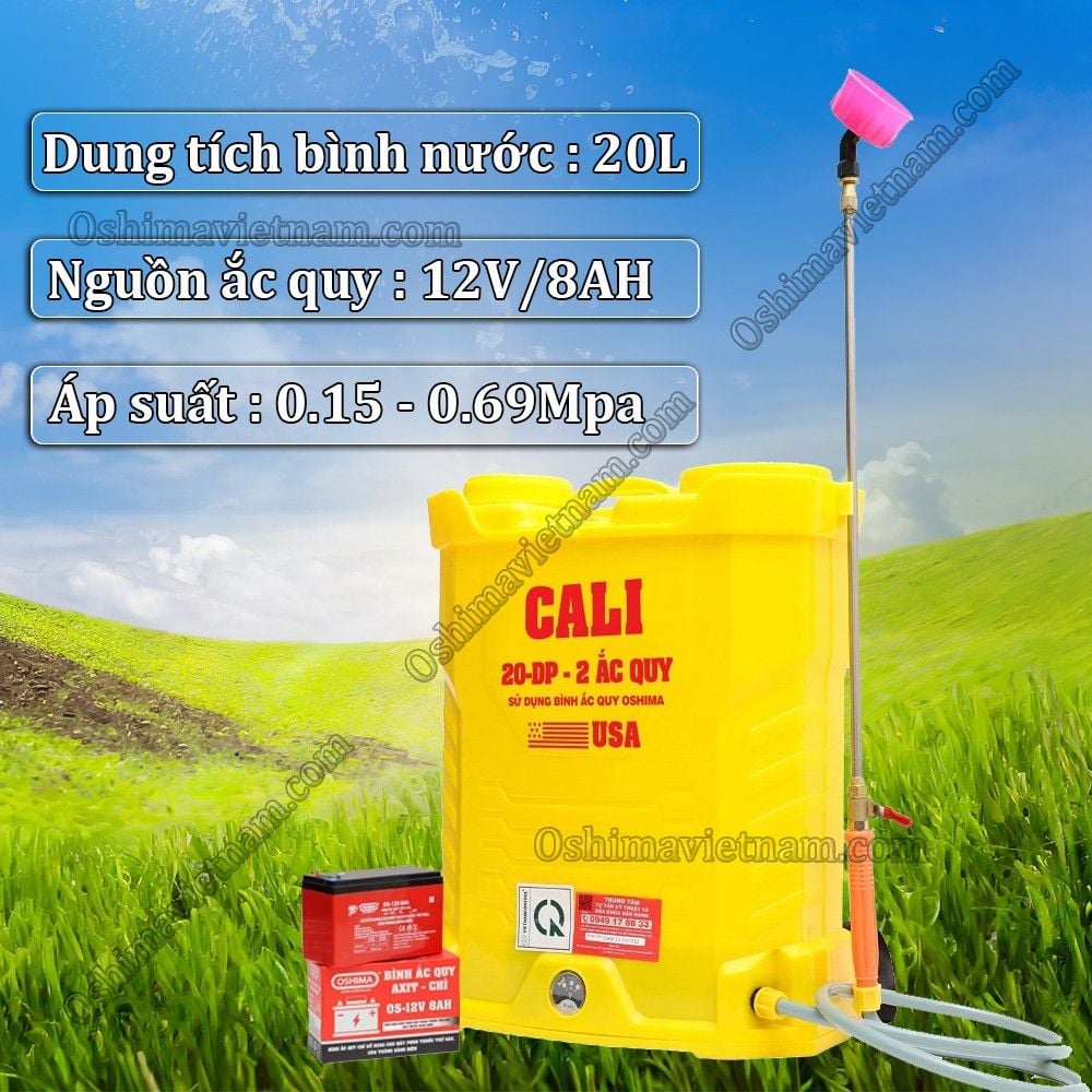 Bình xịt điện phun thuốc trừ sâu Cali 20DP ( Tặng kèm gói thuốc diệt côn trùng )