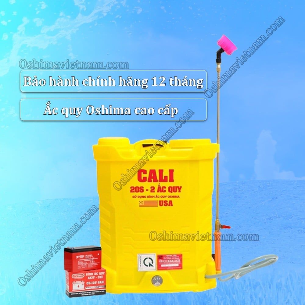 (Combo) Bình xịt điện Cali 20S + ắc quy 12V8Ah ( Tặng kèm gói thuốc diệt côn trùng )