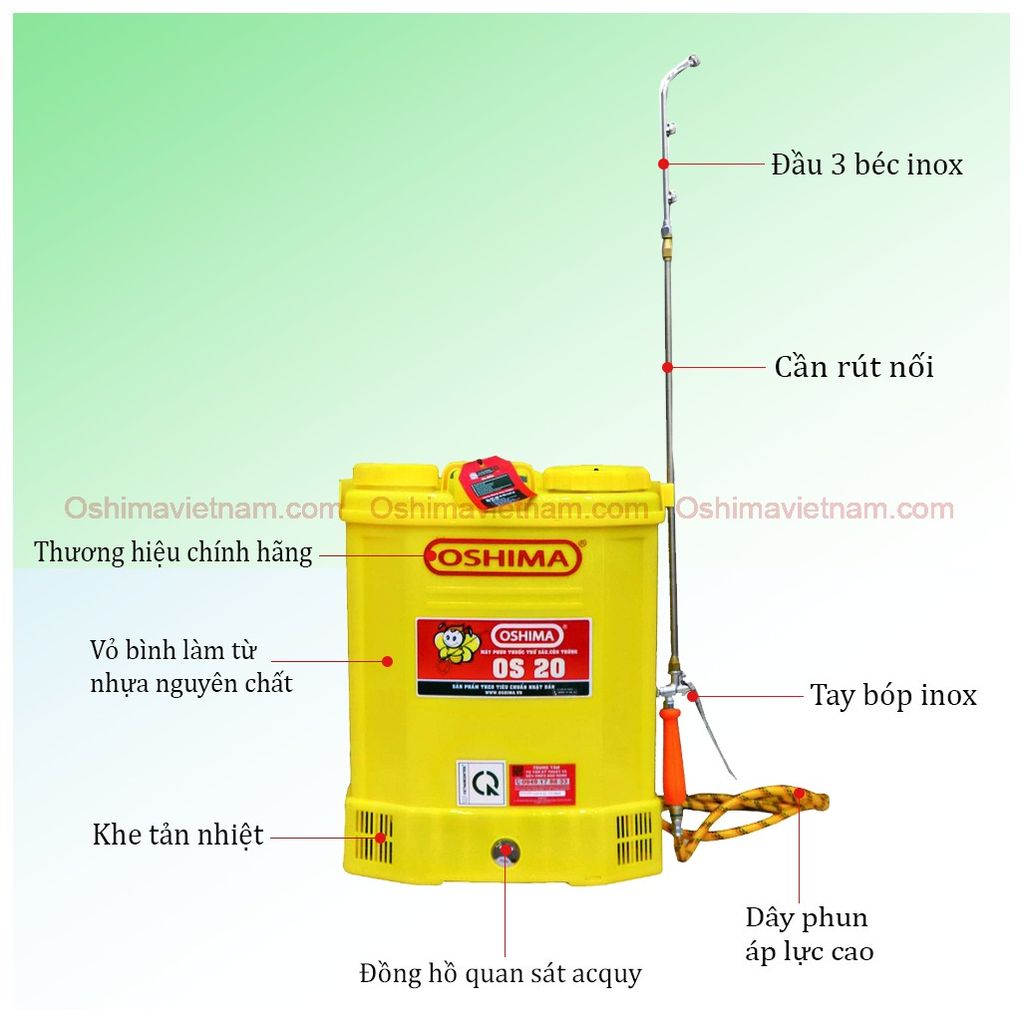 Bình xịt điện Oshima OS 20 vàng