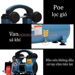 Máy nén khí không dầu Mitsukaisho 12 1.5HP Xanh dương Điện 1 pha