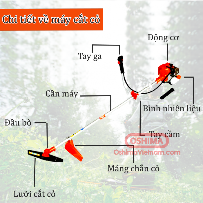Máy cắt cỏ, phát cỏ OSHIMA CX 330 2 thì đeo vai