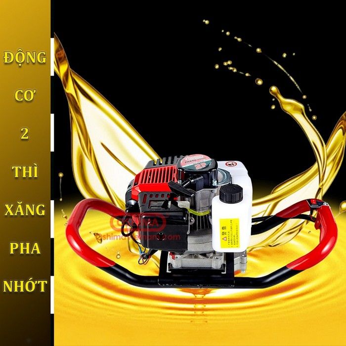 Máy khoan đất khoan lỗ trồng cây Oshima 2P đỏ tặng kèm mũi khoan đất 150mm