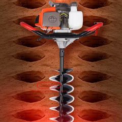Máy khoan đất khoan lỗ trồng cây Oshima 2P đỏ tặng kèm mũi khoan đất 150mm