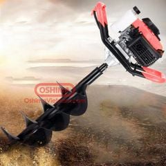 Máy khoan đất khoan lỗ trồng cây Oshima 2P đỏ tặng kèm mũi khoan đất 150mm