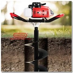 Máy khoan đất khoan lỗ trồng cây Oshima 2P đỏ tặng kèm mũi khoan đất 150mm