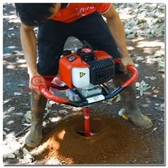 Máy khoan đất khoan lỗ trồng cây Oshima 2P đỏ tặng kèm mũi khoan đất 150mm
