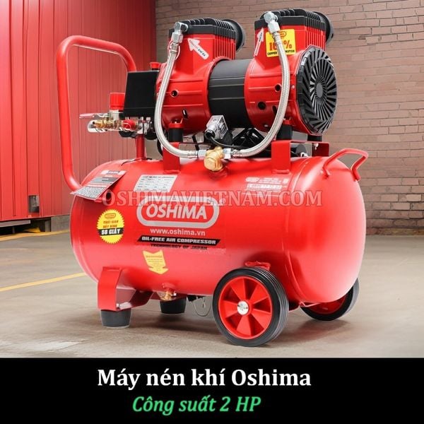 Máy nén khí không dầu Oshima 30L 30 2.0HP Đỏ Điện 1 pha
