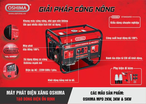 Máy phát điện Oshima MPD 3KW D đề nổ
