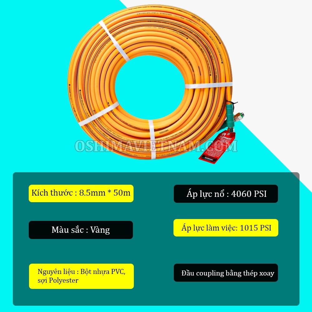 Dây hơi Elephant No.6 8.5mm x 50m Vàng