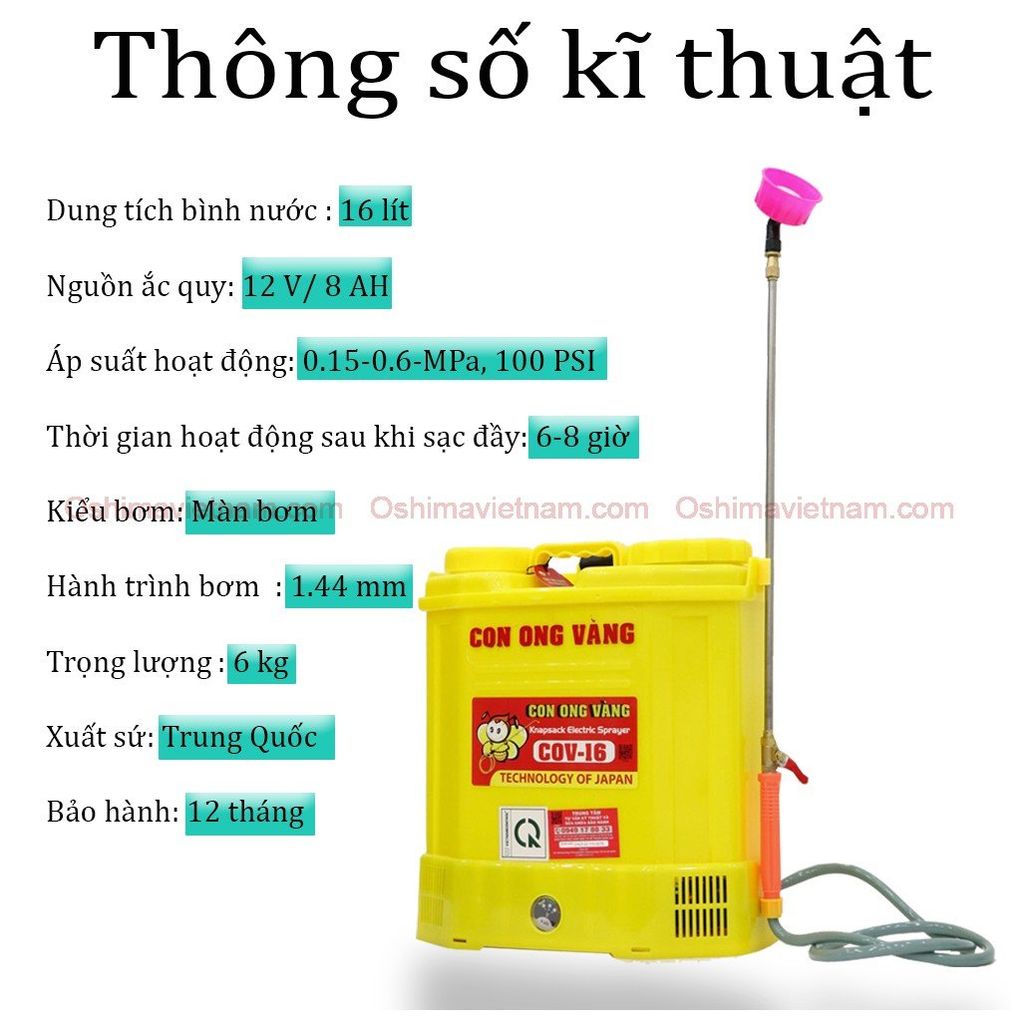 Bình xịt điện con ong vàng COV 16D