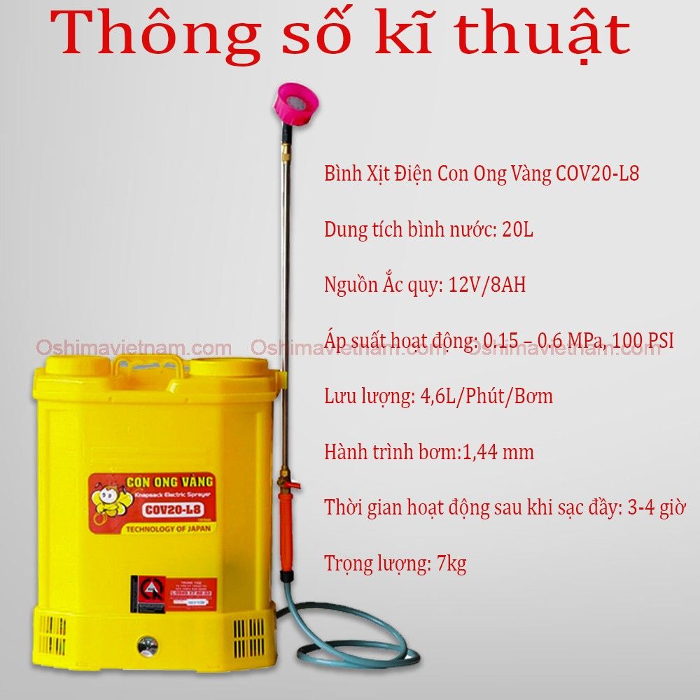 Bình xịt điện con ong vàng COV 20 L 8