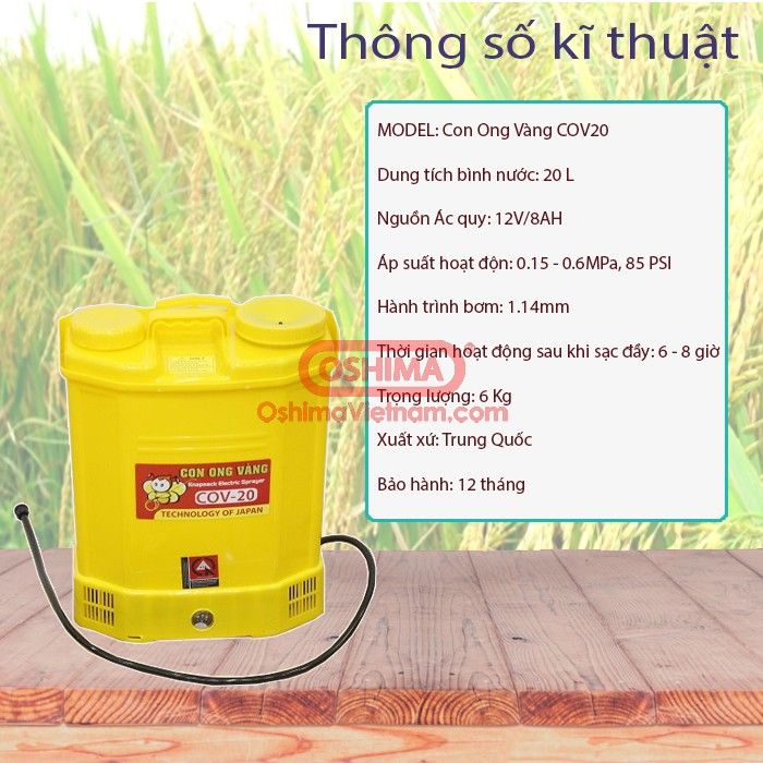 Bình xịt điện con ong vàng COV20-BY