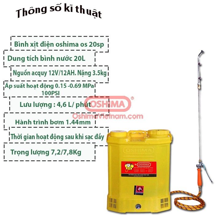 Bình xịt điện Oshima OS 20 SP VÀNG