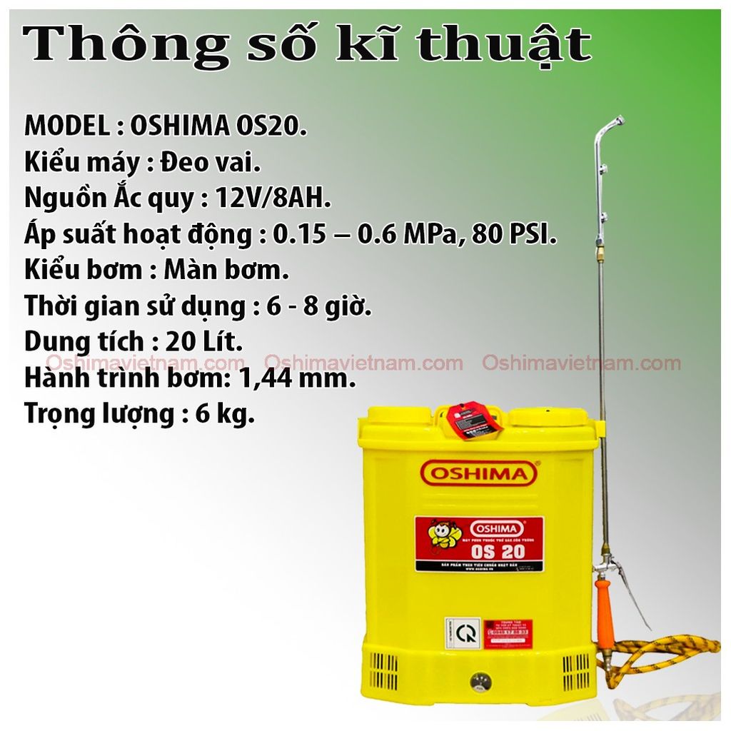 Bình xịt điện Oshima OS20 vàng