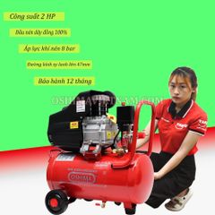 Máy nén khí có dầu Oshima 30 2.0HP Đỏ Điện 1 pha
