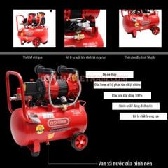 Máy nén khí không dầu Oshima 30L 30 2.0HP Đỏ Điện 1 pha