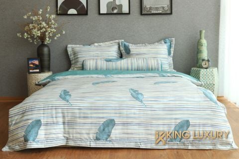 Bộ chăn ga Katakura Tencel Pro Xanh Cánh Chim
