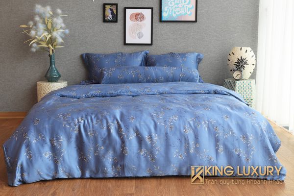 Bộ chăn ga Katakura Tencel Pro Hoa Lá Xanh