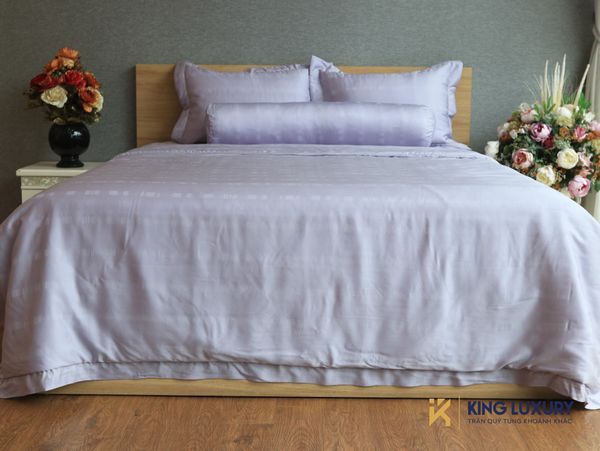 Bộ chăn ga Katakura Tencel Pro Tím Hoa Dệt