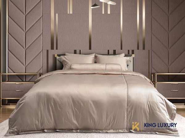 Bộ chăn ga Nature Home Cotton Kim Cương Nâu Kem Luxe