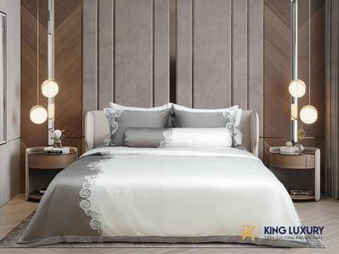 Bộ chăn ga Nature Home Cotton Marina Ghi Kem 3
