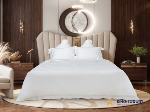 Bộ chăn ga Nature Home Tencel Cotton Trắng Thêu Tay