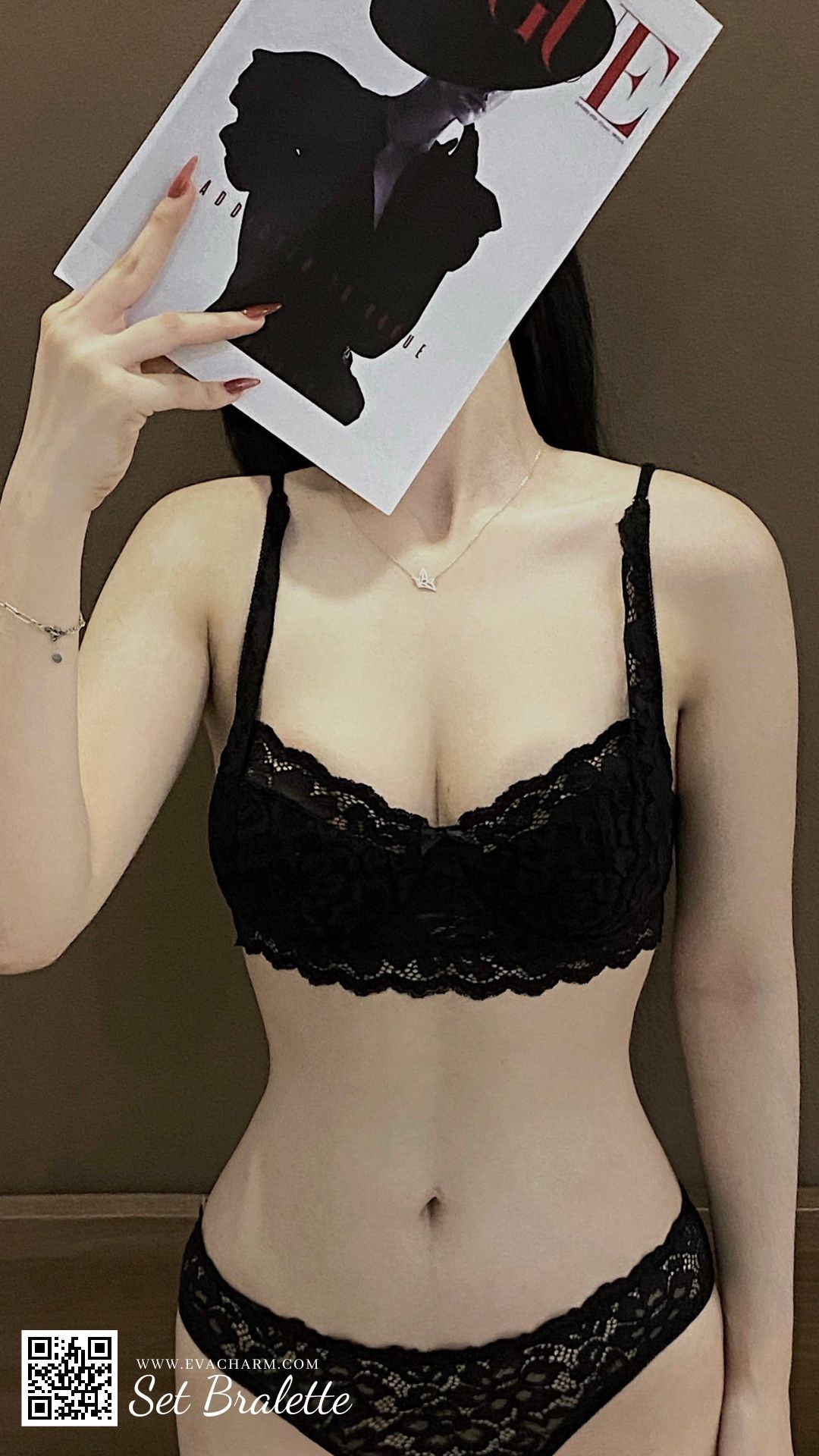 Set Bra Evacharm vải ren có gọng