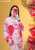  Bộ mặc nhà tay dài quần dài chất lụa xước cao cấp mềm mịn 