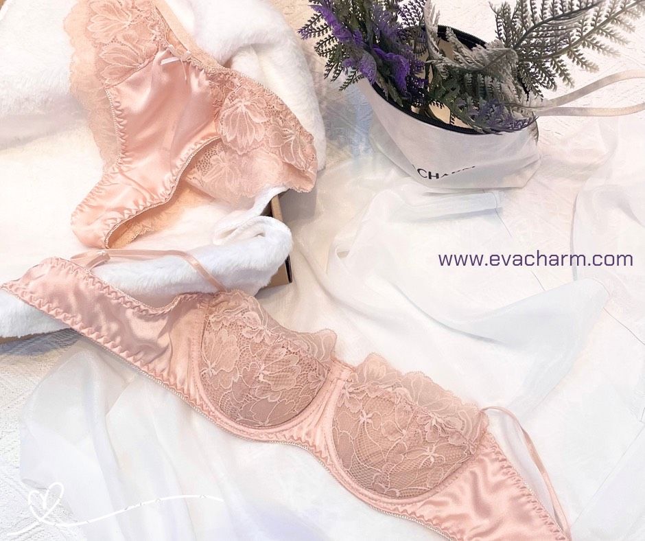 Set Bra Evacharm ren phối lụa, có gọng