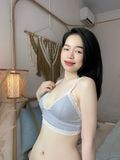  Áo Bra vải thun gân Evacharm không gọng viền ren 