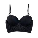  Áo Bralette kiểu corset hở lưng, mút đệm dày, vải thun trơn có gọng 