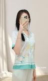  Bộ mặc nhà tay ngắn quần dài chất lụa vân gỗ cao cấp mềm mịn 