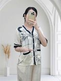  Bộ mặc nhà tay ngắn quần dài chất lụa Pháp mát mịn 