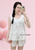  Bộ kate dáng babydoll mặc nhà quần đùi áo sát nách 