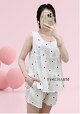  Bộ kate dáng babydoll mặc nhà quần đùi áo sát nách 