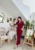  Bộ lụa tơ tằm mặc nhà tay ngắn quần dài 