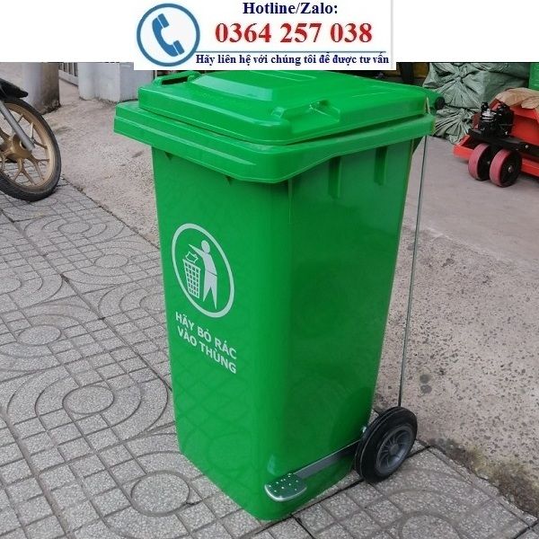 Thùng rác công cộng 120l đạp chân hông