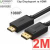 Dây cáp Displayport sang HDMI full HD1080P 1M 1.5M 2M 3M 5M 8M UGREEN