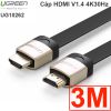 Dây cáp 2 đầu HDMI bọc kẽm V1.4 4K30Hz dẹt mỏng Ugreen 1M 1.5M 2M 3M 5M 8M 10M