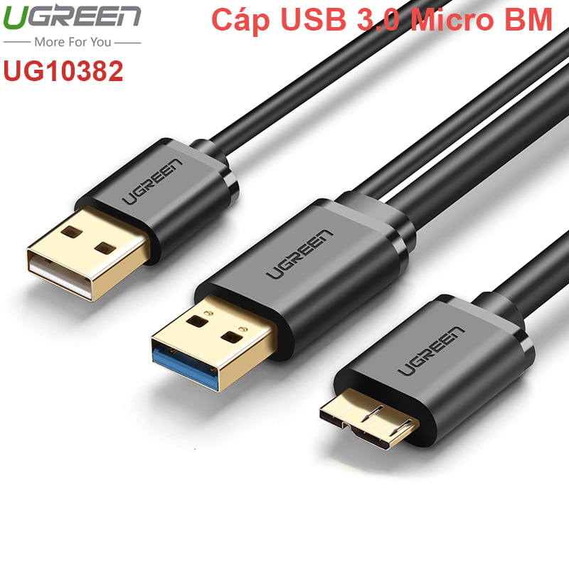 Cáp USB 3.0 to Micro B chữ Y 1M cấp thêm nguồn Ugreen 10382