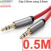 Cáp Audio 3.5mm Ugreen 0.5M 1M 1.5M 2M 3M 5M (dẹt mỏng màu đỏ)