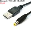 Cáp nguồn DC USB ra chân nguồn 5.5x2.1mm 1.4 mét