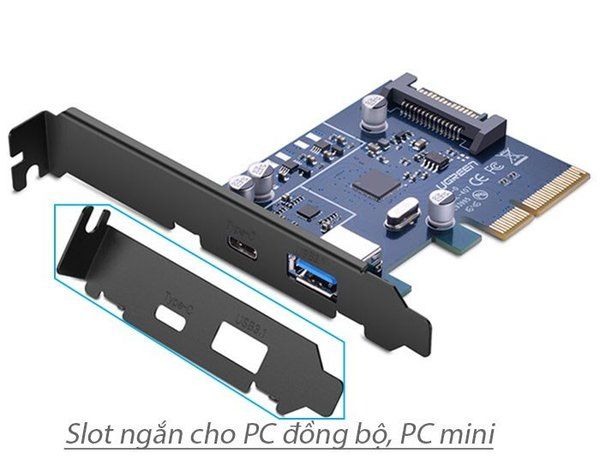 Card PCI-E 4X ra 1 USB 3.0 5Gbps 1 USB 3.1 Type C Gen 2 10Gbps UGREEN 30774