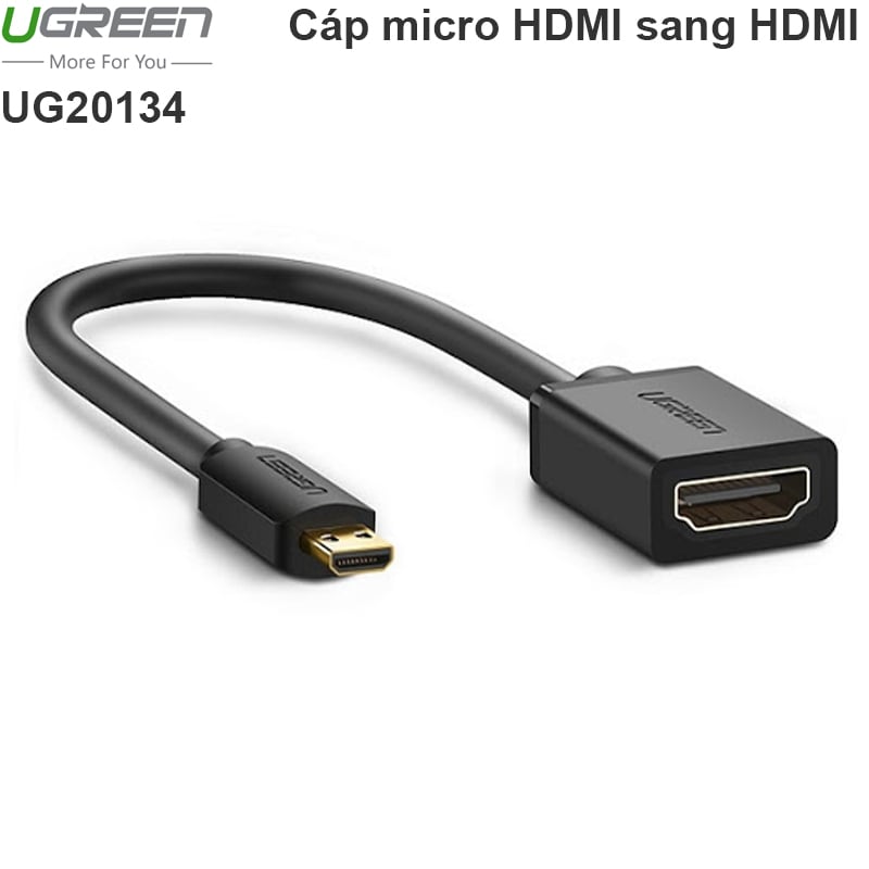 Cáp Micro HDMI sang HDMI Female Ugreen 20134 20cm hỗ trợ 4K60Hz