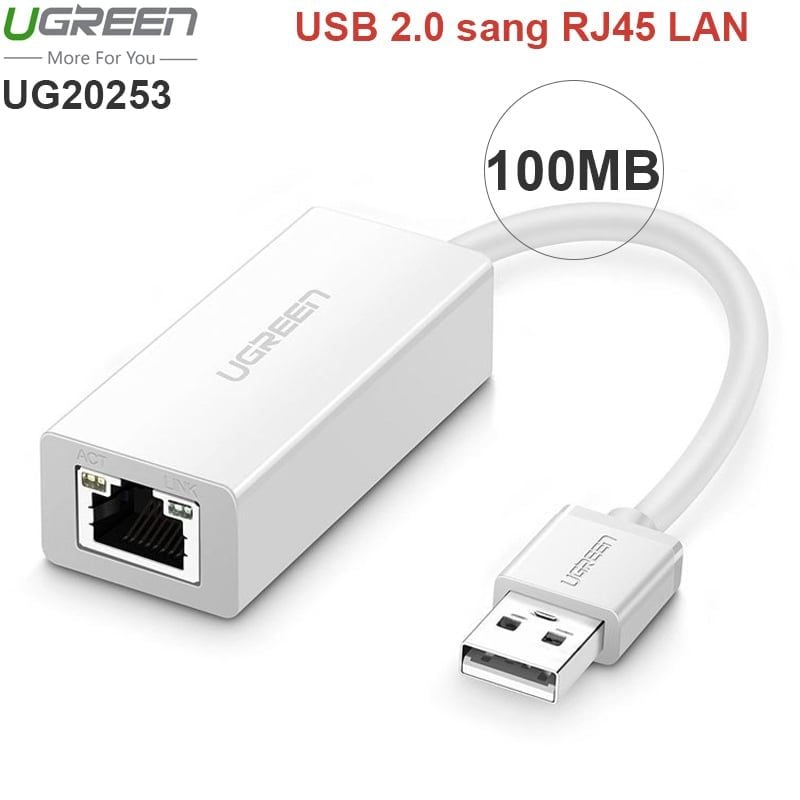USB 2.0 sang RJ45 LAN 10/100Mbps Ugreen 20253 vỏ nhựa