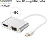 Mini Displayport to HDMI và VGA Ugreen 20421 hỗ trợ 4K