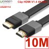 Cáp HDMI Ugreen dẹt mỏng vỏ nhựa 1M đến 10M hỗ trợ 3D 4K