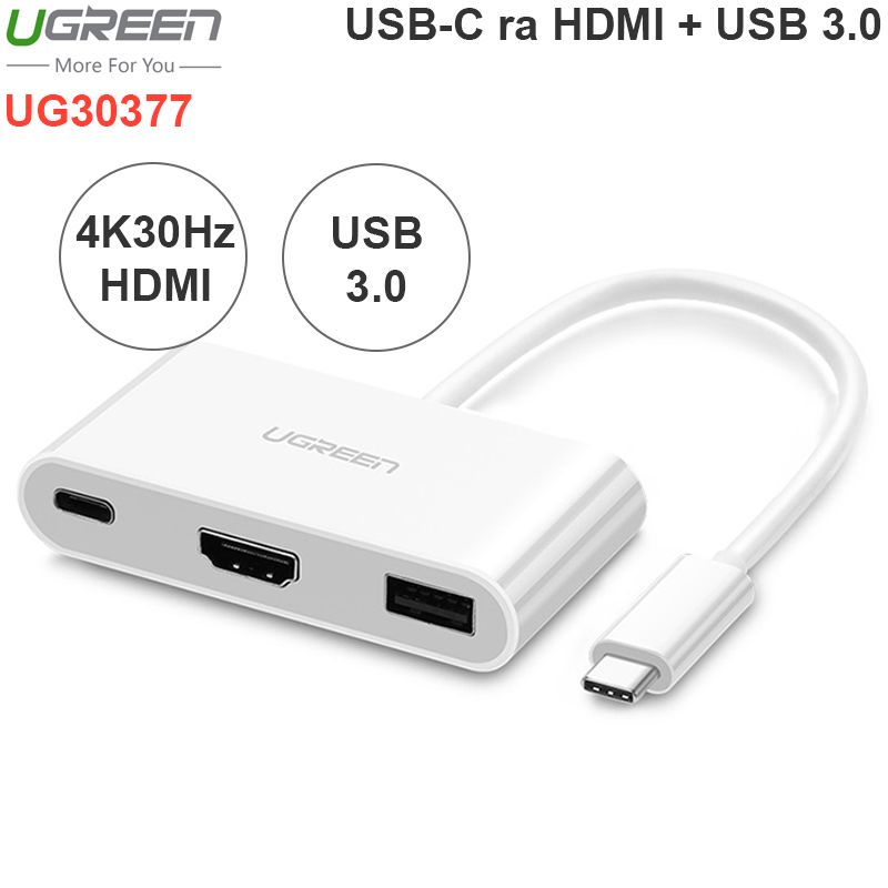 USB-C sang HDMI 4K30Hz1 port USB 3.0 1 port USB type-C power Ugreen 30377